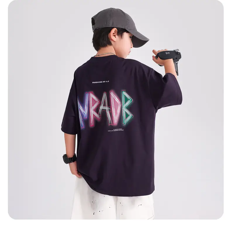 Boys T-Shirt Navy 2026 Loose Fit Half Sleeve — feature 11