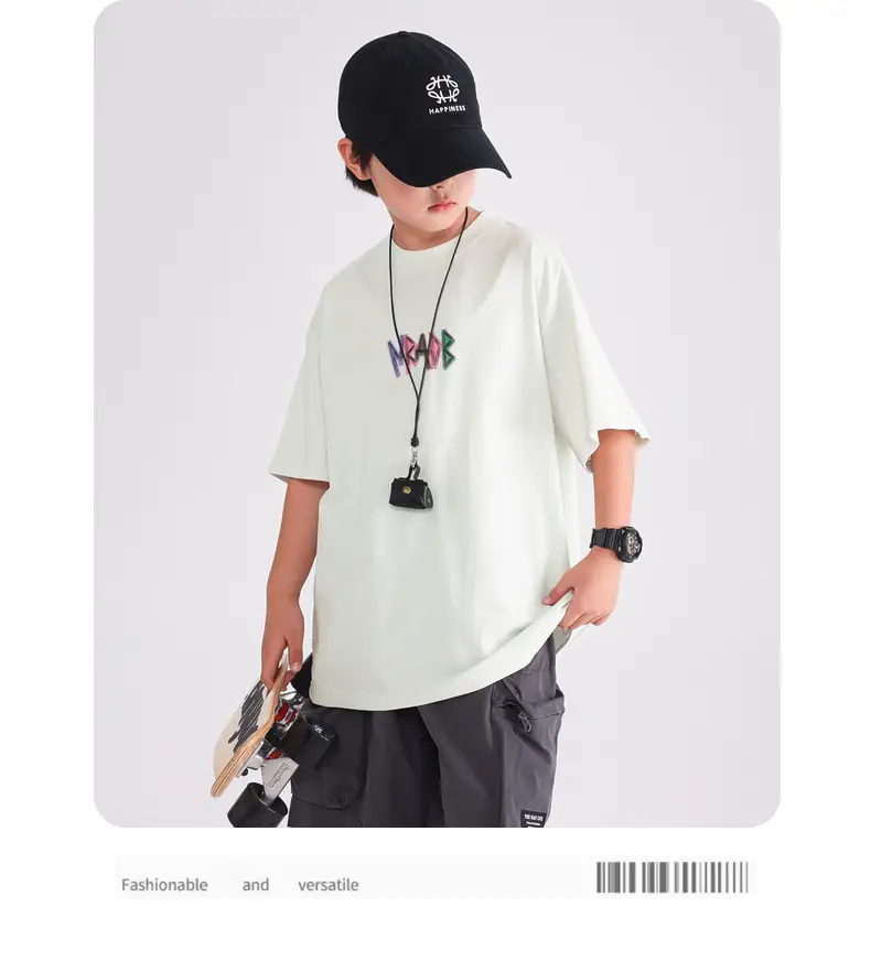 Boys T-Shirt Navy 2026 Loose Fit Half Sleeve — feature 12