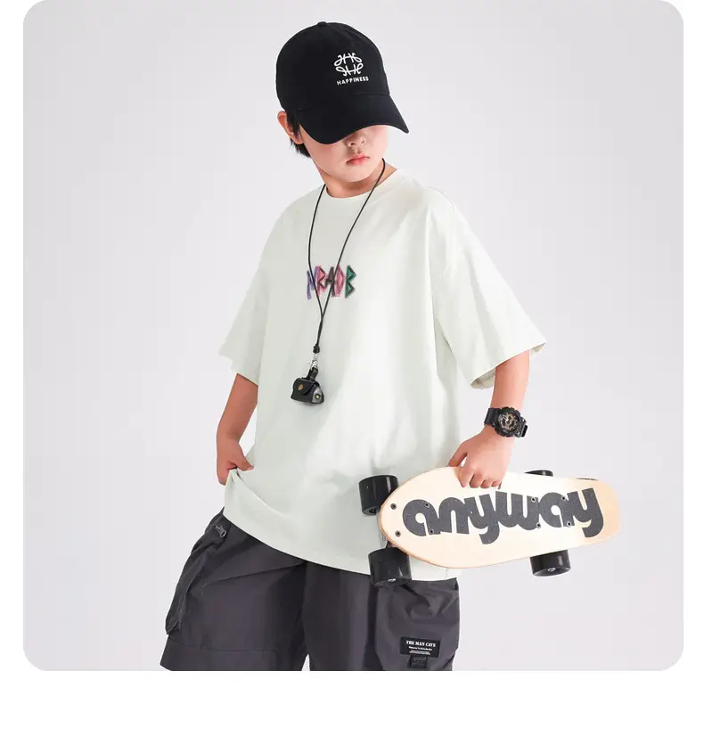 Boys T-Shirt Navy 2026 Loose Fit Half Sleeve — feature 14