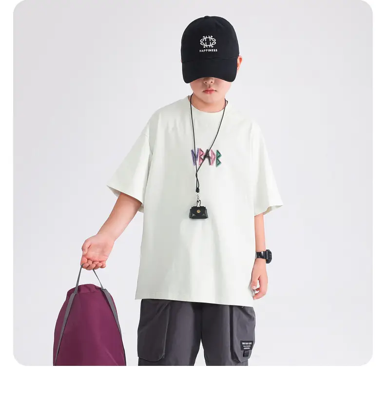 Boys T-Shirt Navy 2026 Loose Fit Half Sleeve — feature 15