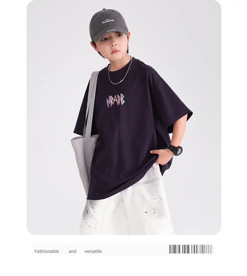 Boys T-Shirt Navy 2026 Loose Fit Half Sleeve — feature 8