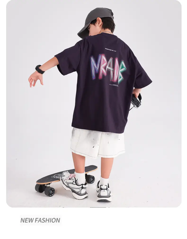 Boys T-Shirt Navy 2026 Loose Fit Half Sleeve — feature 9