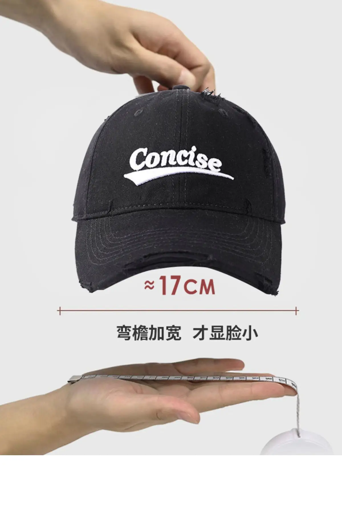 Women Wide Brim Baseball Cap 2025 Summer Distressed Korean Style β feature 10