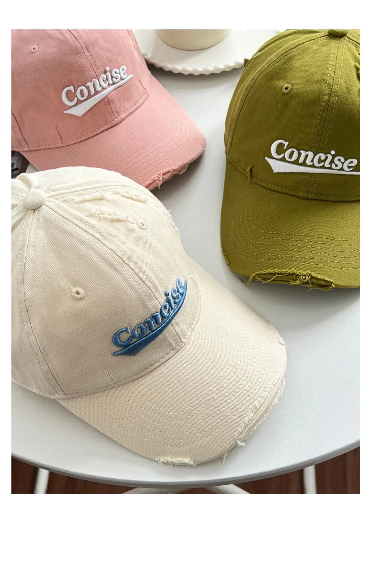 Women Wide Brim Baseball Cap 2025 Summer Distressed Korean Style β feature 11