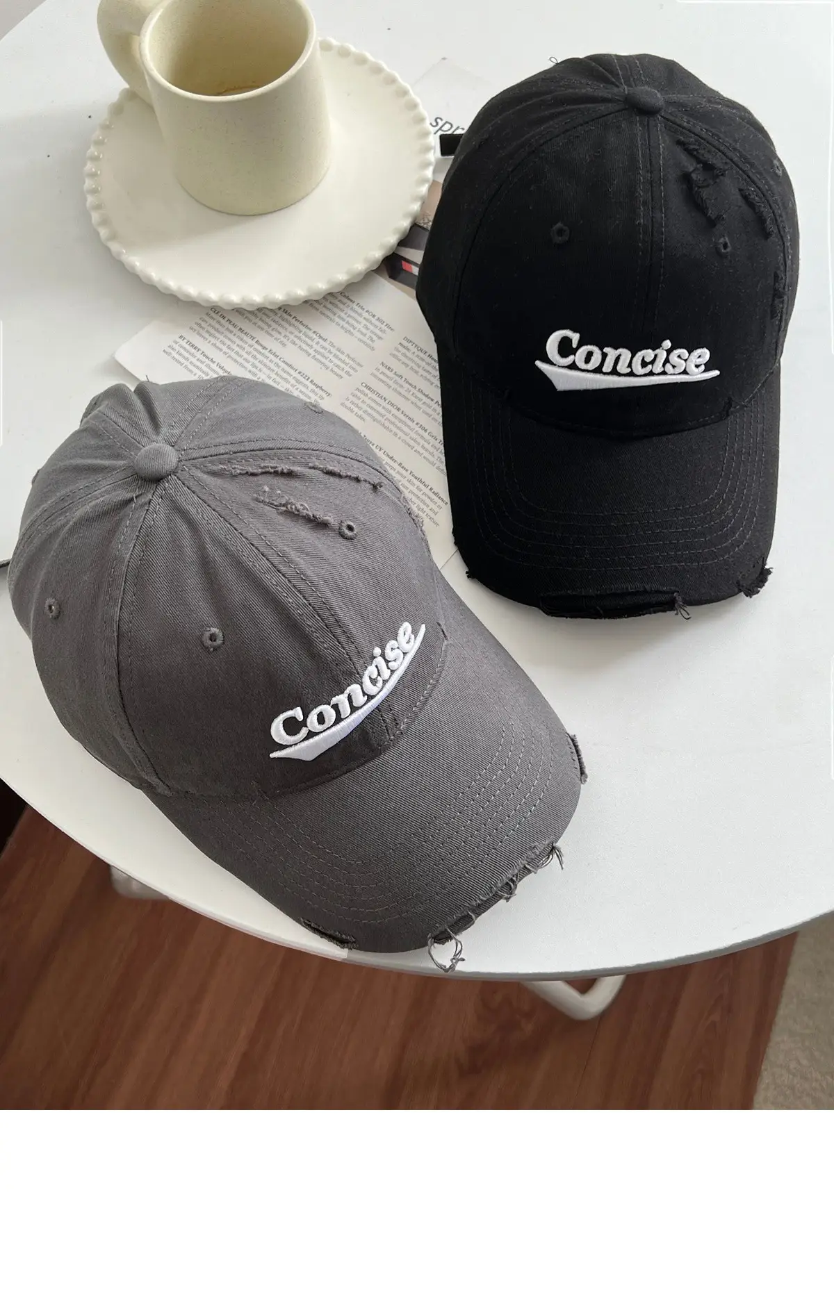 Women Wide Brim Baseball Cap 2025 Summer Distressed Korean Style β feature 12