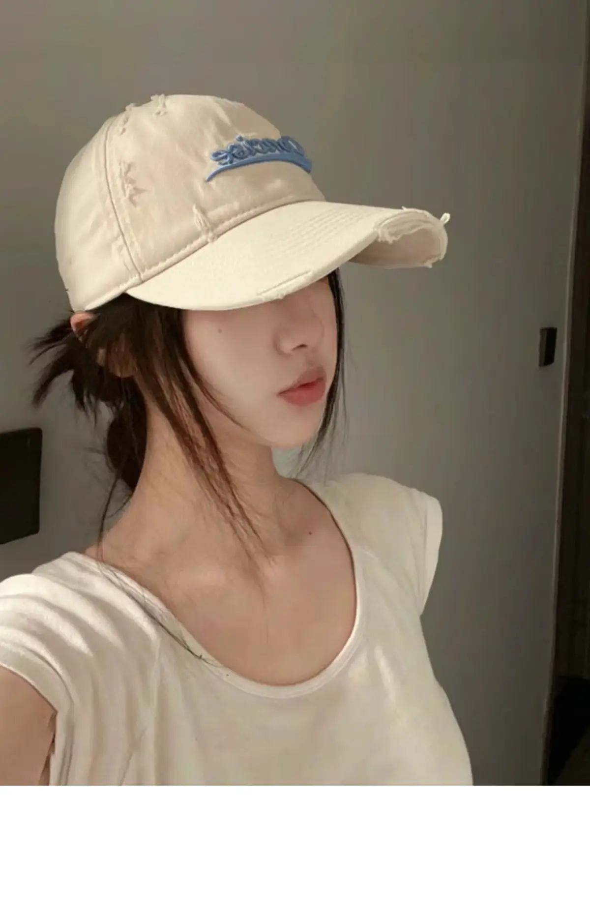 Women Wide Brim Baseball Cap 2025 Summer Distressed Korean Style β feature 9