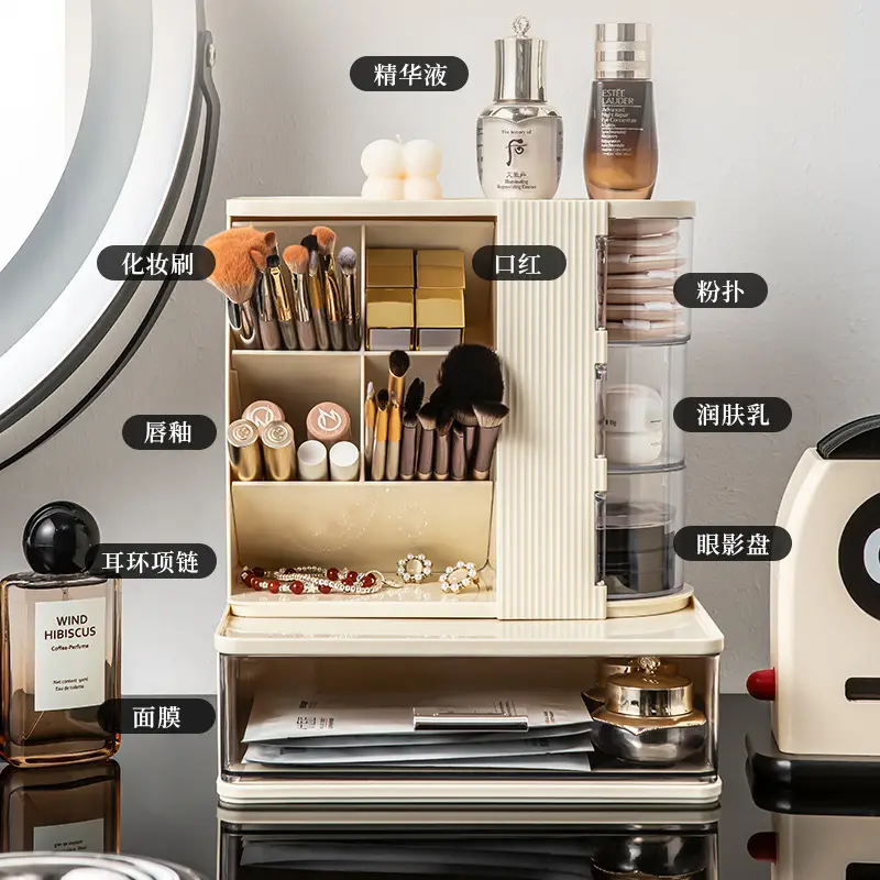 Black Makeup & Desk Organizer Rack 22x18cm - Image 5