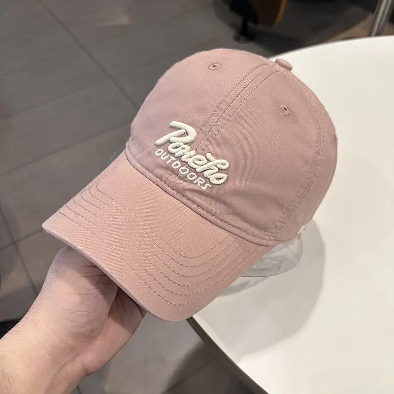 Korean Style Duckbill Cap for Men Women Pink Beige - Image 3