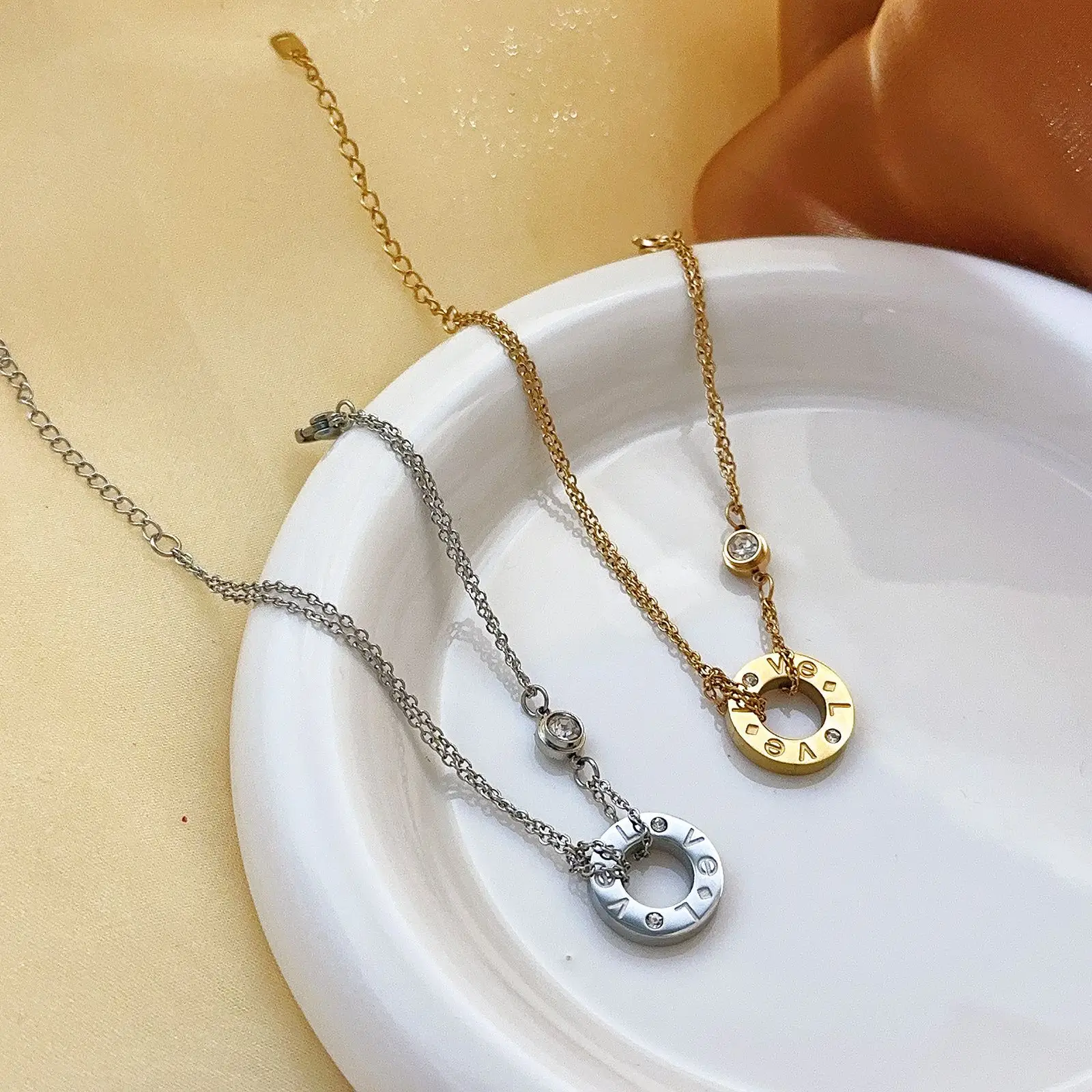 Gold Diamond Double Chain Bracelet & Necklace Set