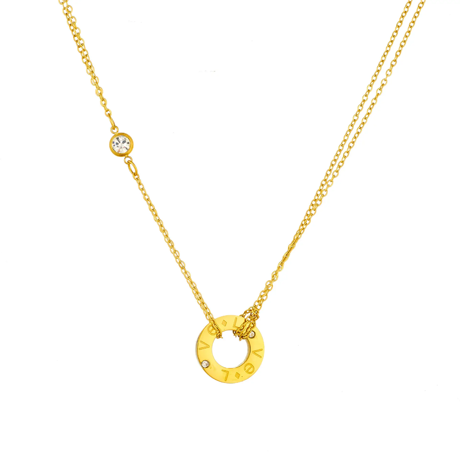Gold Diamond Double Chain Bracelet & Necklace Set — feature 4