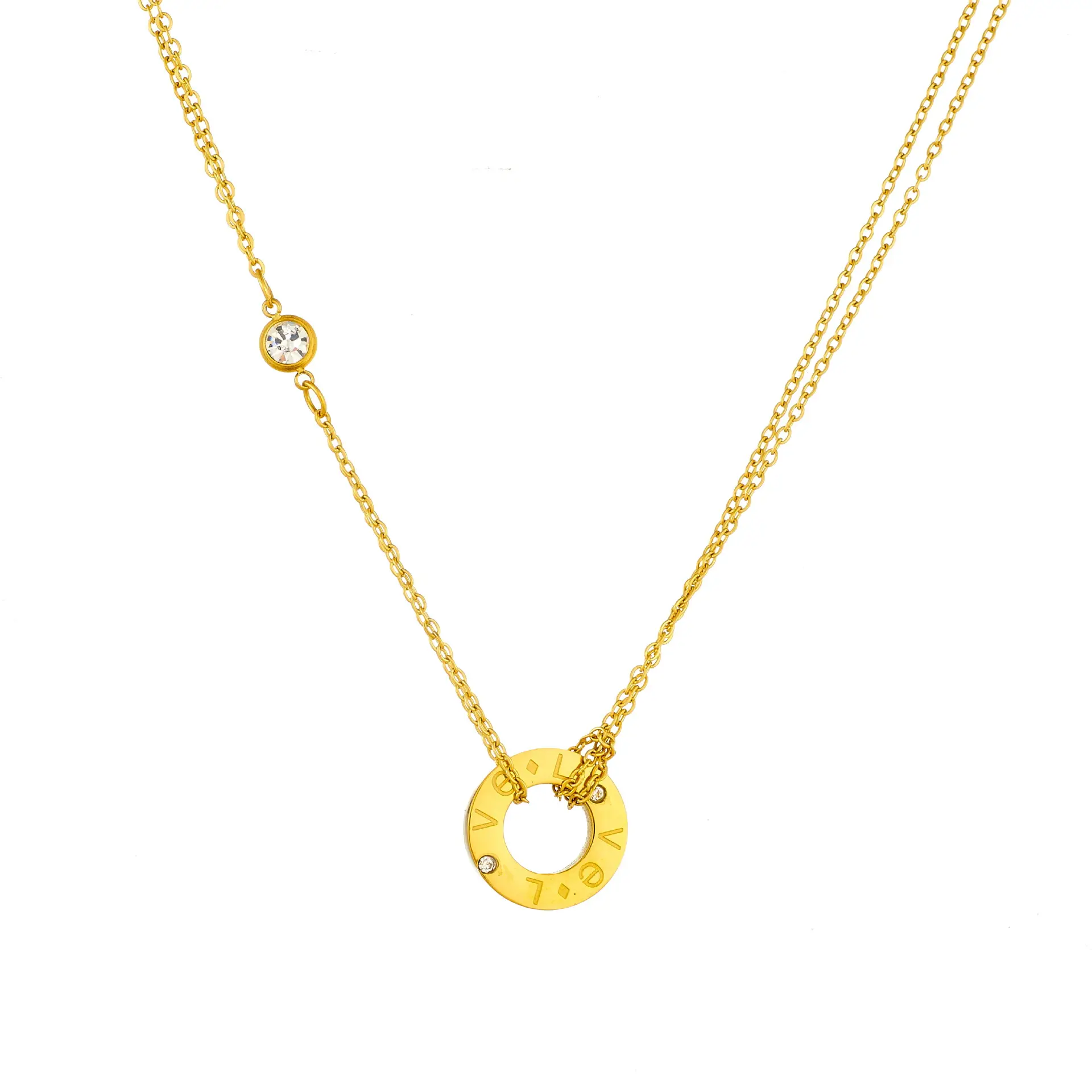 Gold Diamond Double Chain Bracelet & Necklace Set — feature 5