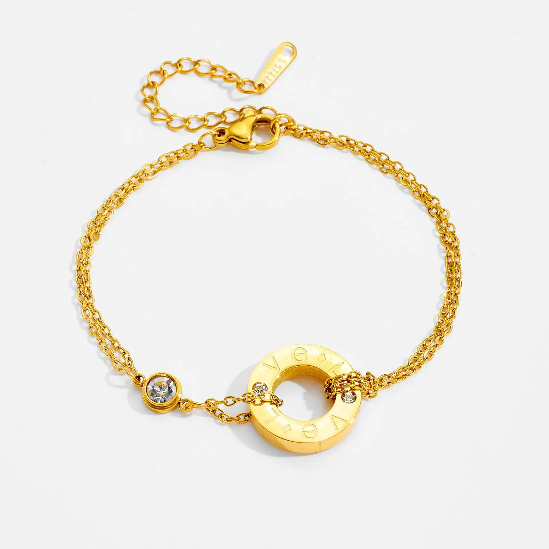 Gold Diamond Double Chain Bracelet & Necklace Set — feature 6