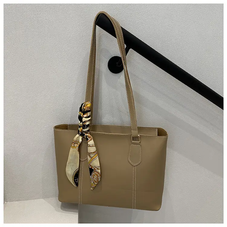 Minimalist Silk Scarf Tote Bag Brown Black Brown — feature 20