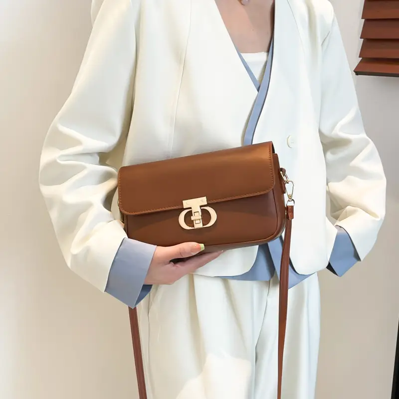 White Retro Lock Crossbody Bag for Women - Image 7