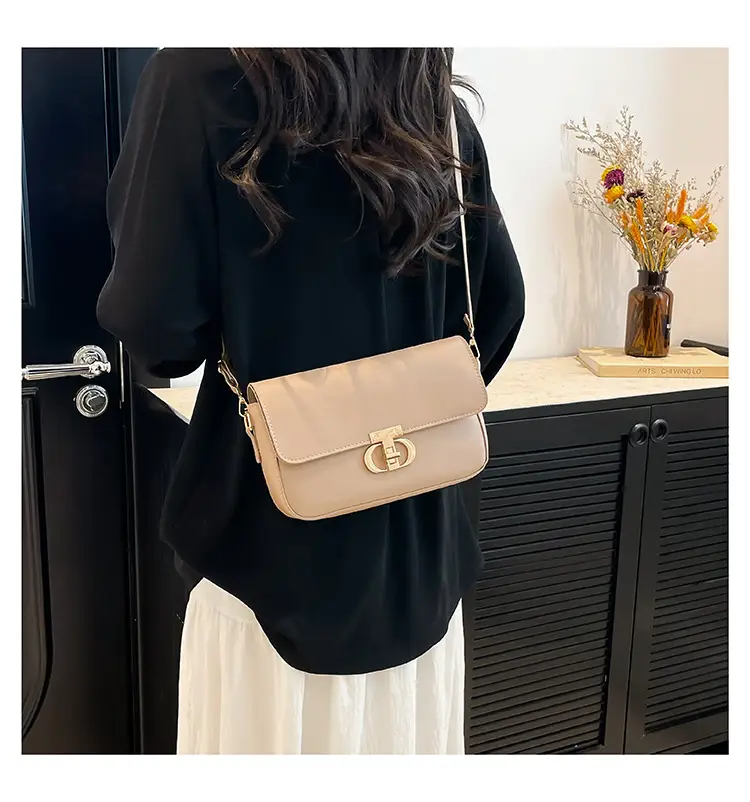 White Retro Lock Crossbody Bag for Women — feature 11
