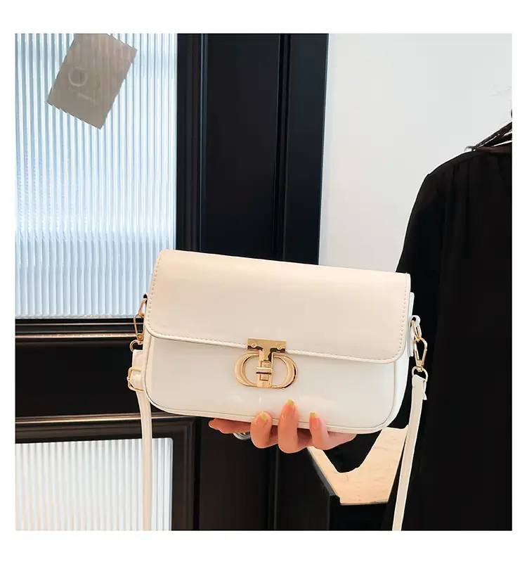 White Retro Lock Crossbody Bag for Women — feature 13