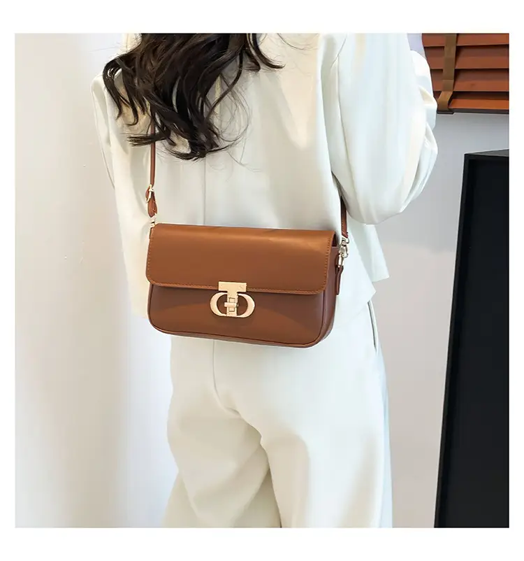 White Retro Lock Crossbody Bag for Women — feature 17