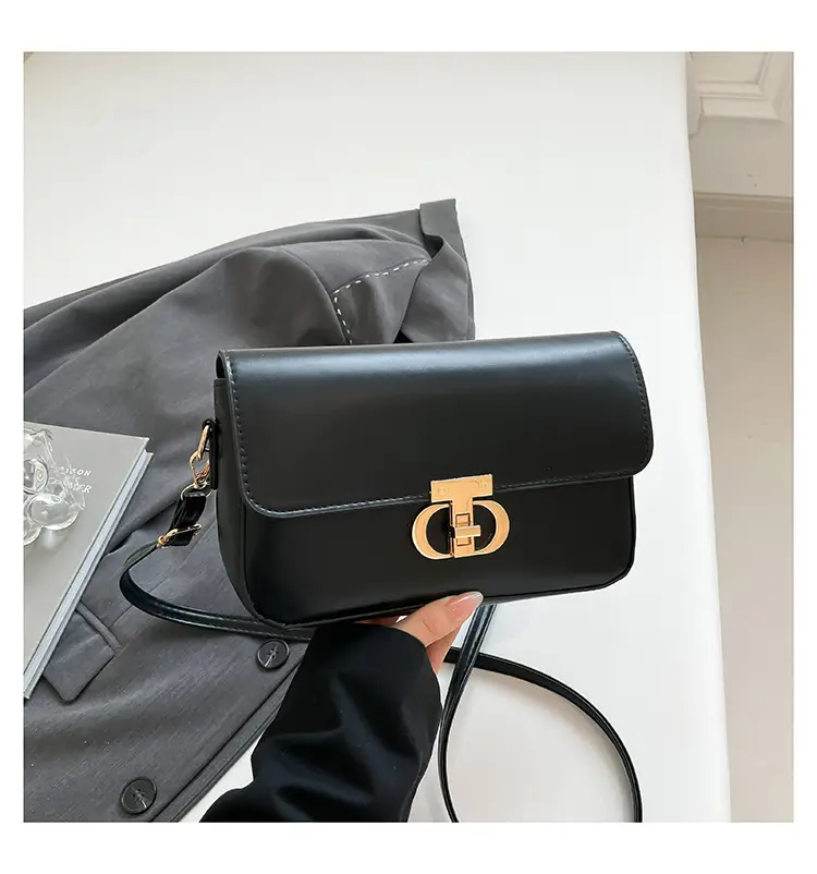 White Retro Lock Crossbody Bag for Women - Image 3