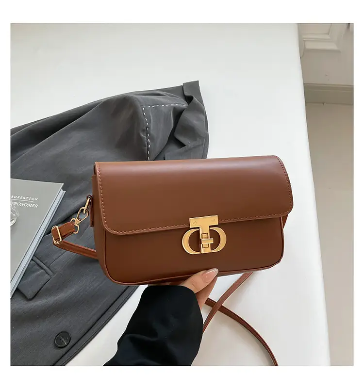 White Retro Lock Crossbody Bag for Women - Image 4
