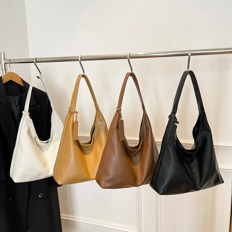 Black Large-Capacity Soft Leather Tote Bag for Women