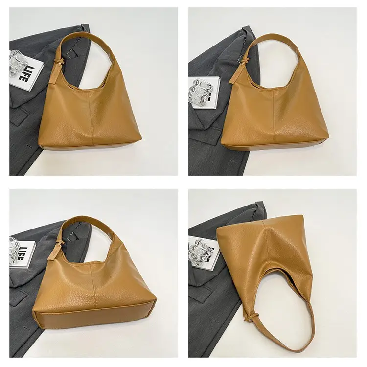 Black Large-Capacity Soft Leather Tote Bag for Women