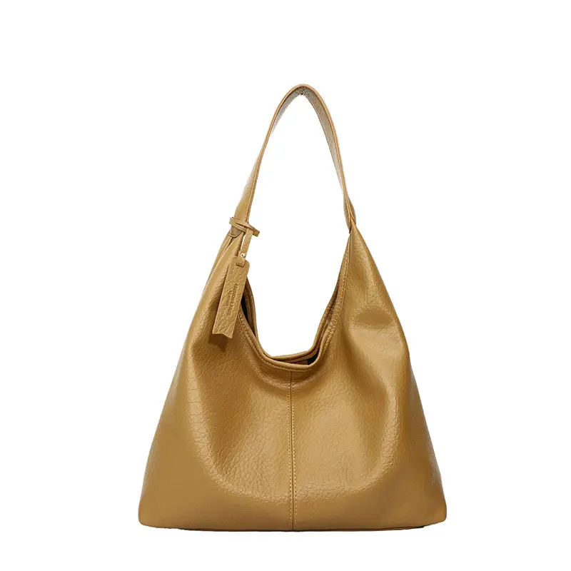 Black Large-Capacity Soft Leather Tote Bag for Women