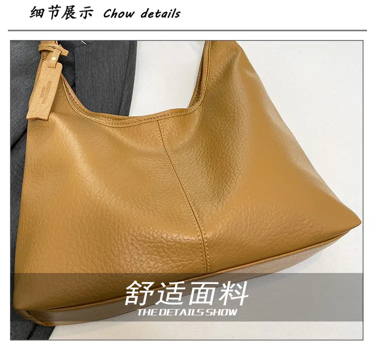 Black Large-Capacity Soft Leather Tote Bag for Women — feature 4