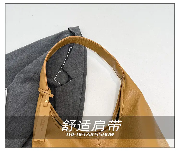 Black Large-Capacity Soft Leather Tote Bag for Women — feature 5
