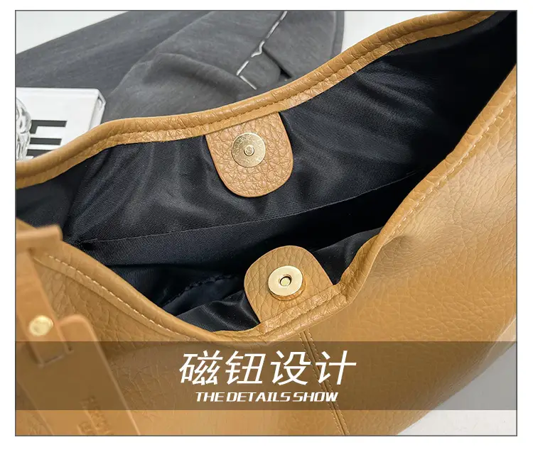 Black Large-Capacity Soft Leather Tote Bag for Women — feature 7