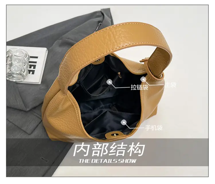 Black Large-Capacity Soft Leather Tote Bag for Women — feature 9