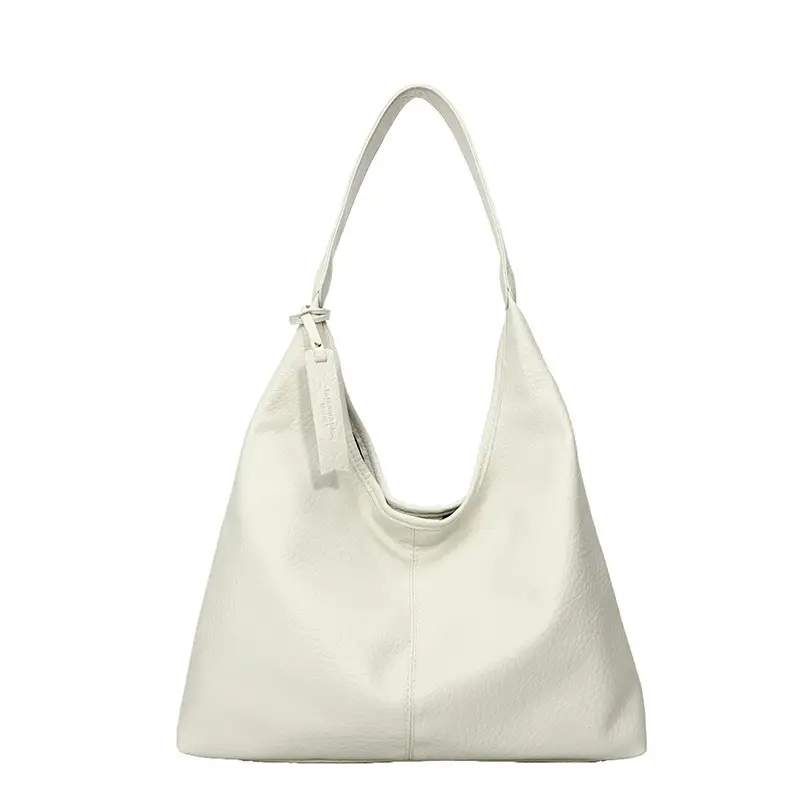 Black Large-Capacity Soft Leather Tote Bag for Women