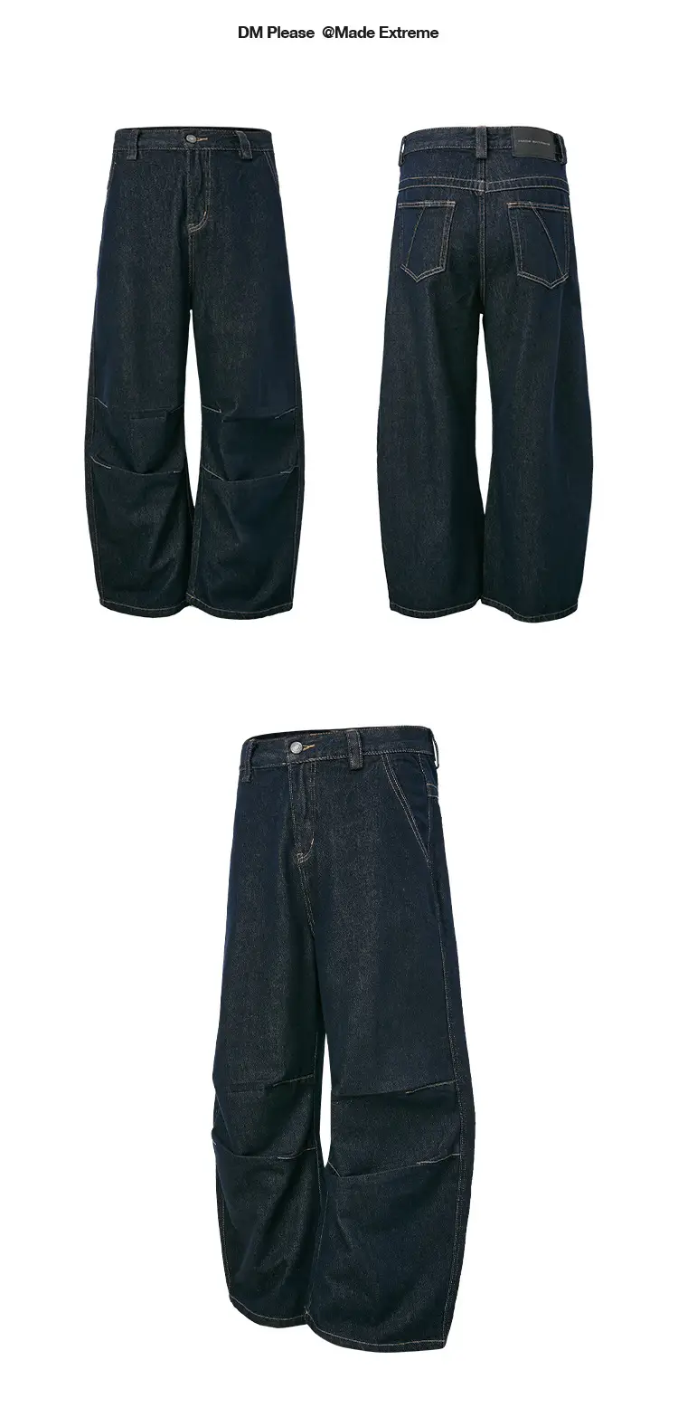 MADEEXTREME Wide Leg Pants Dark Blue Retro Baggy — feature 3