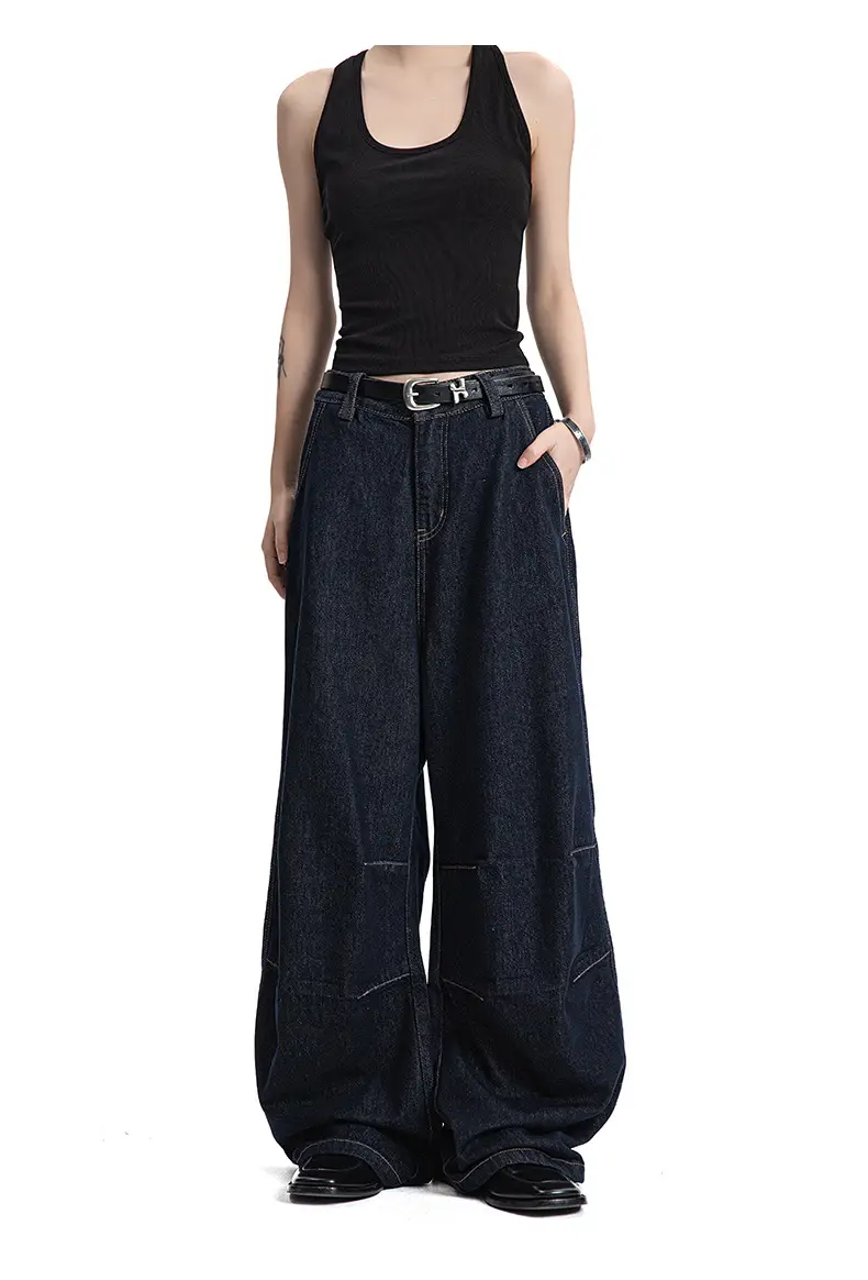 MADEEXTREME Wide Leg Pants Dark Blue Retro Baggy — feature 8