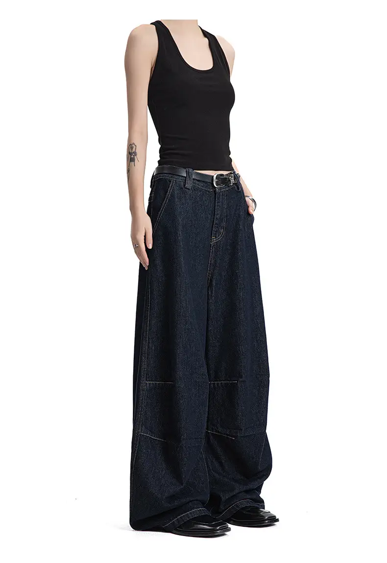 MADEEXTREME Wide Leg Pants Dark Blue Retro Baggy — feature 9