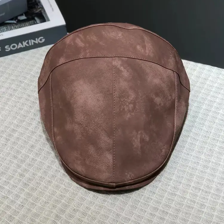 Autumn Winter British Japanese Retro Pu Leather Forward Cap Women's Painter Hat Hong Kong Style Beret Niche Baseball Cap