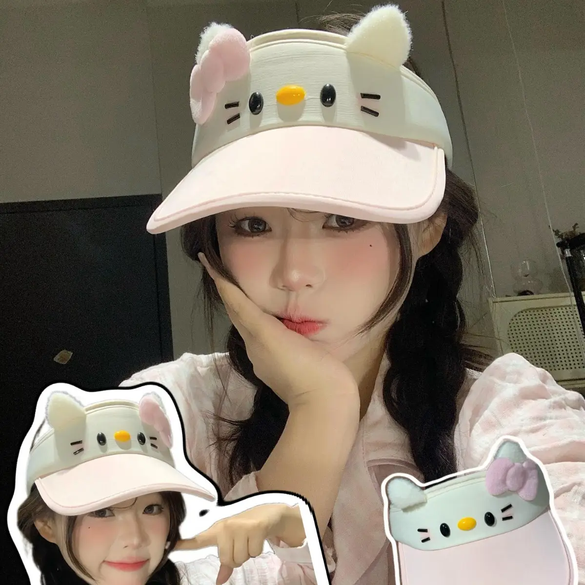 Cute Kitty Cartoon Duckbill Sun Hat for Women - Image 2