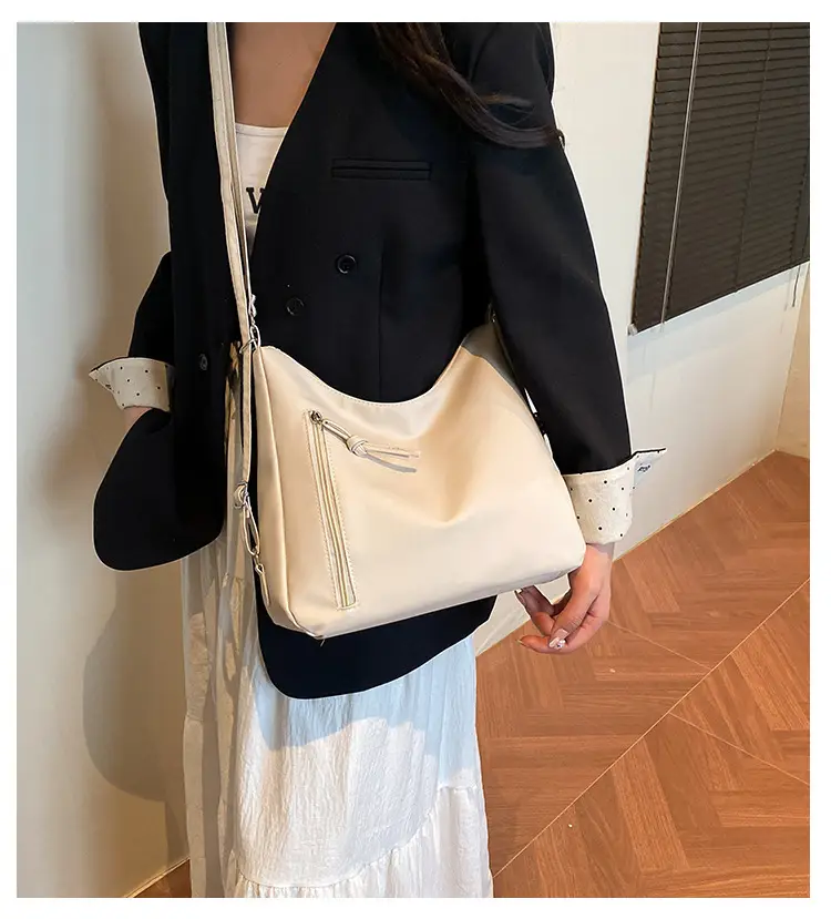 Black Leather Shoulder Bag with Crossbody Strap for Women — feature 1