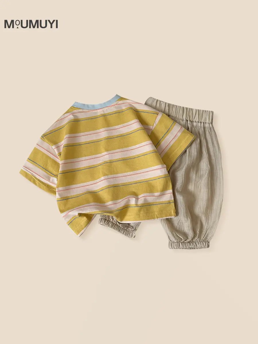Children Striped T-Shirt & Pants Set 2026 Summer - Image 4