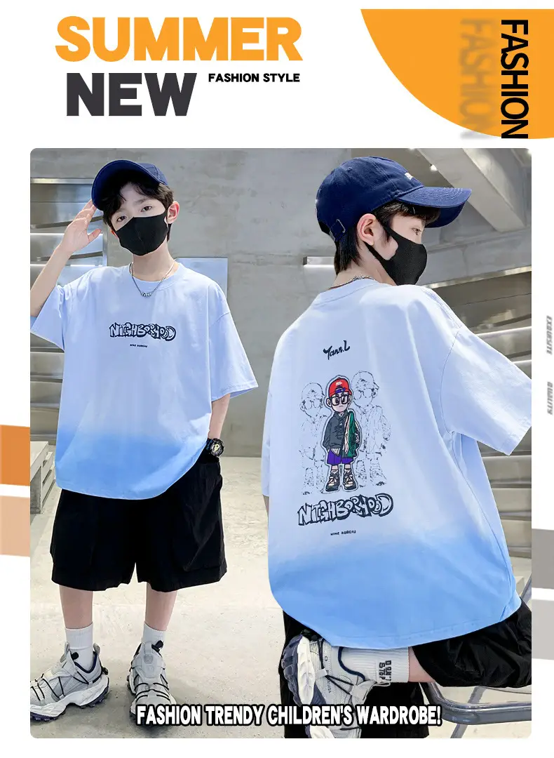 Boys Gradient T-Shirt 2025 Summer Cool Style — feature 2