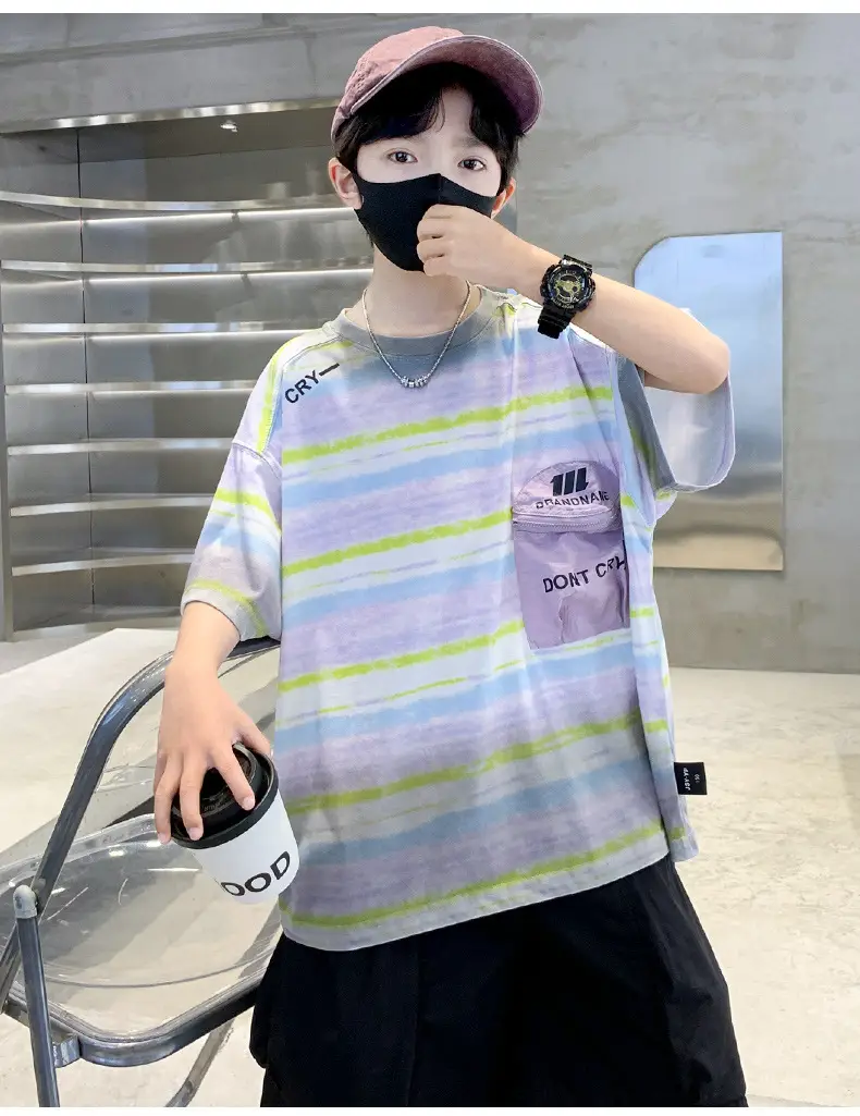 Boys Gradient T-Shirt 2025 Summer Cool Style — feature 22