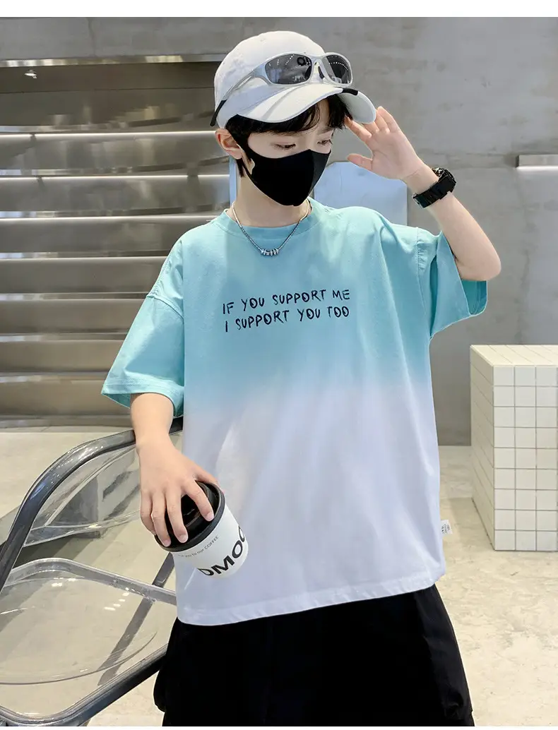 Boys Gradient T-Shirt 2025 Summer Cool Style — feature 34