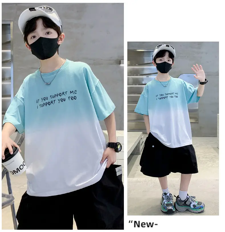 Boys Gradient T-Shirt 2025 Summer Cool Style — feature 36