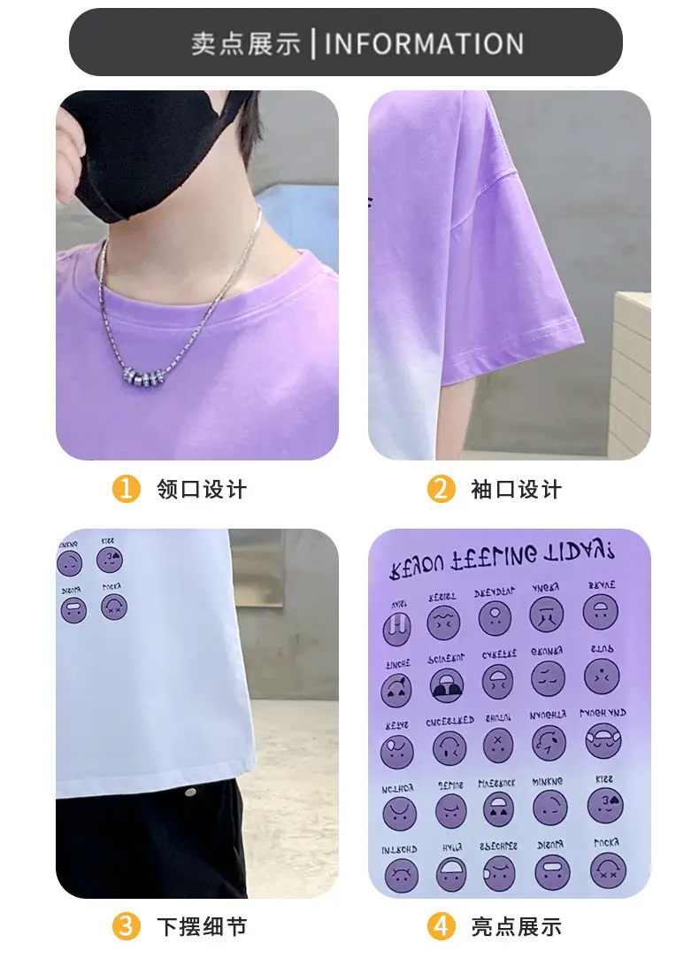 Boys Gradient T-Shirt 2025 Summer Cool Style — feature 37
