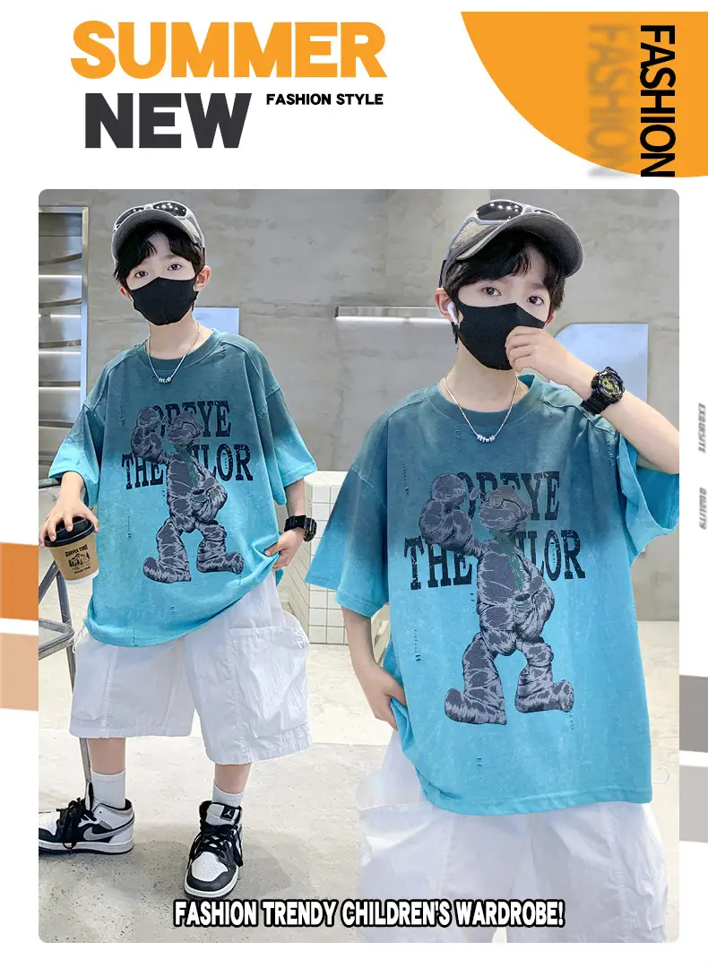 Boys Gradient T-Shirt 2025 Summer Cool Style — feature 39