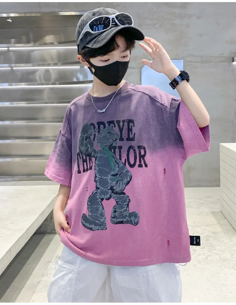 Boys Gradient T-Shirt 2025 Summer Cool Style — feature 40