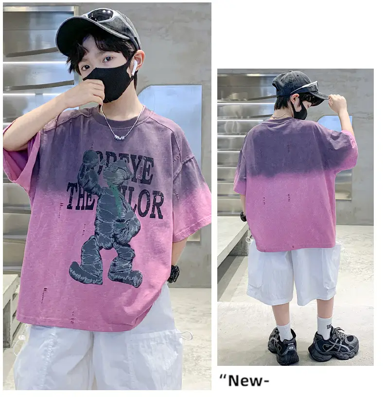 Boys Gradient T-Shirt 2025 Summer Cool Style — feature 41