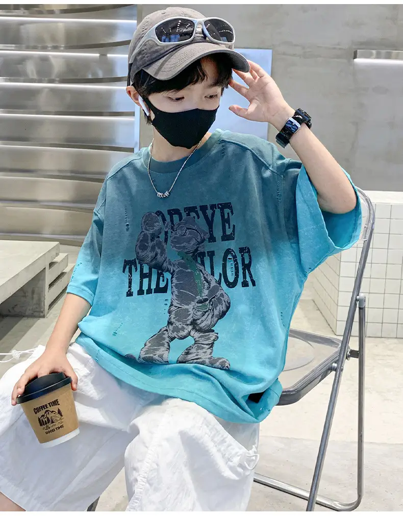 Boys Gradient T-Shirt 2025 Summer Cool Style — feature 42