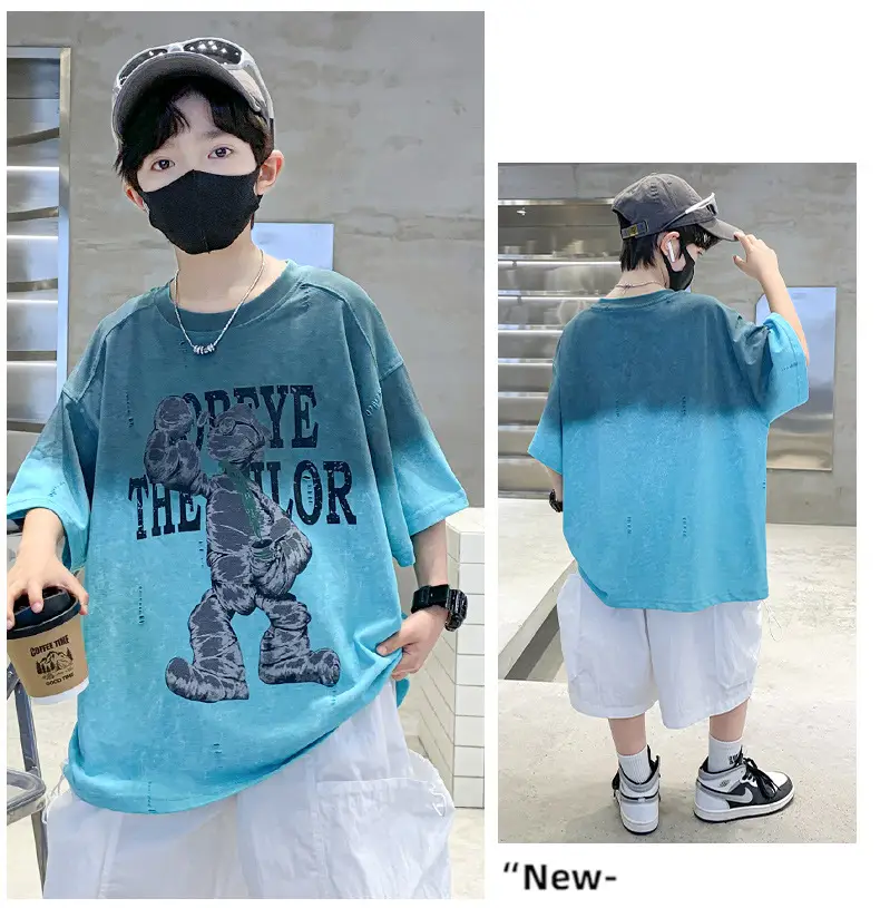 Boys Gradient T-Shirt 2025 Summer Cool Style — feature 43