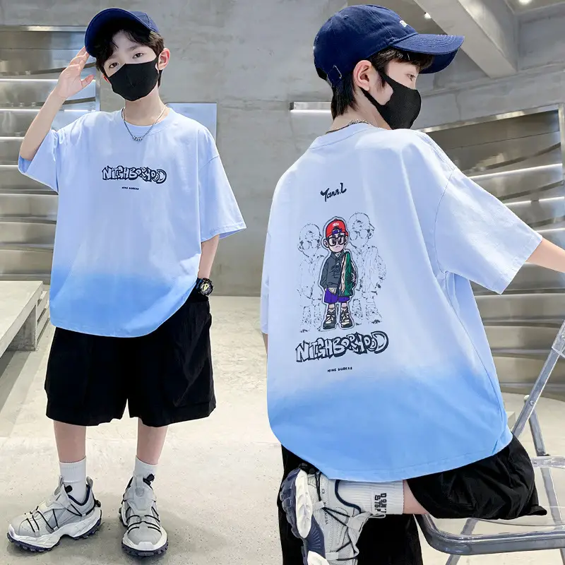 Boys Gradient T-Shirt 2025 Summer Cool Style - Image 2
