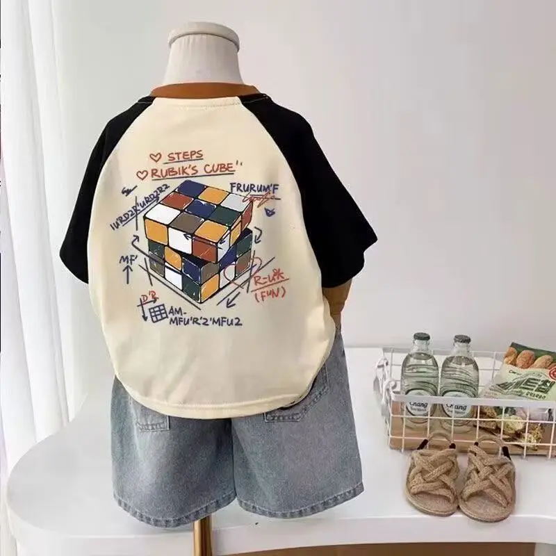 Pure Cotton Cartoon Kids T-Shirt Round Neck Summer Wear — feature 2